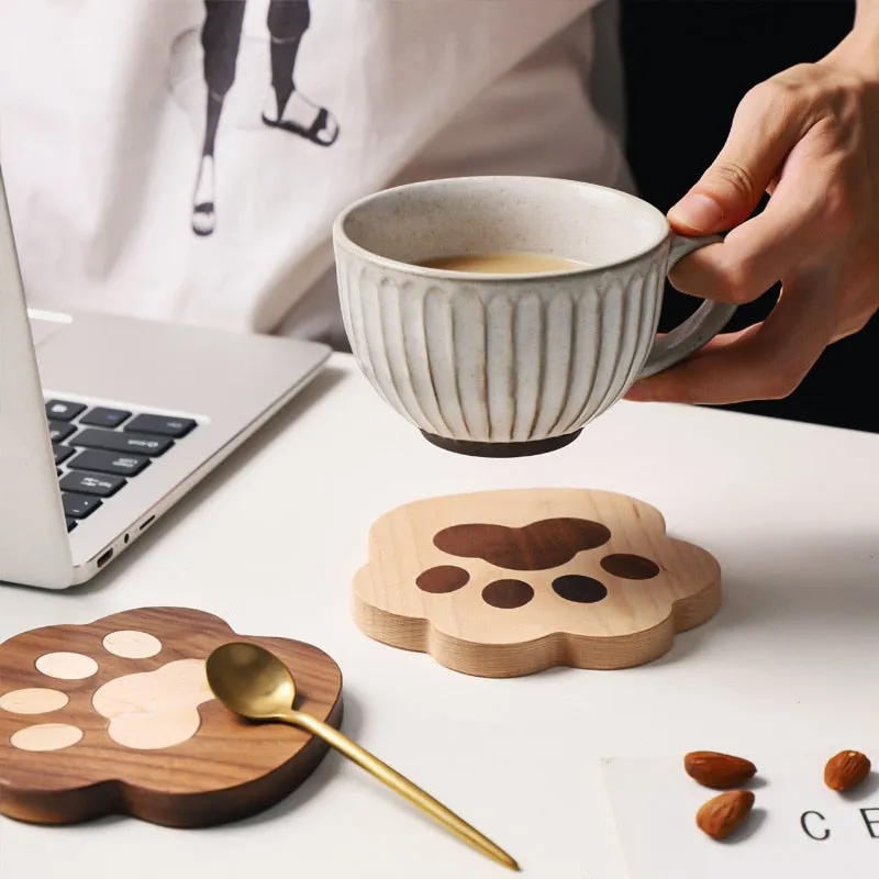 Funki Buys | Coasters | Cat Paw Solid Wood Coasters 4 Pcs
