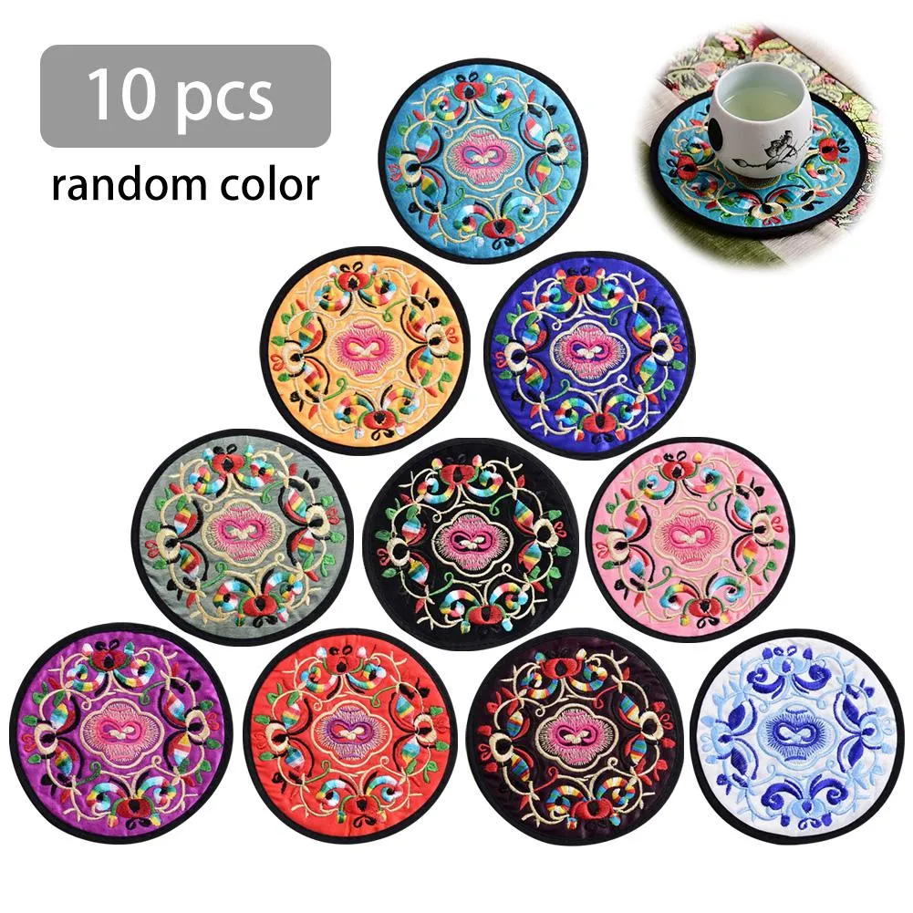 Funki Buys | Coasters | Chinese Floral Embroidered Mats 10 Pcs