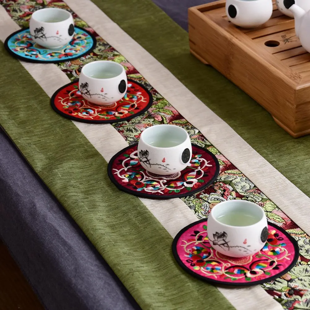 Funki Buys | Coasters | Chinese Floral Embroidered Mats 10 Pcs