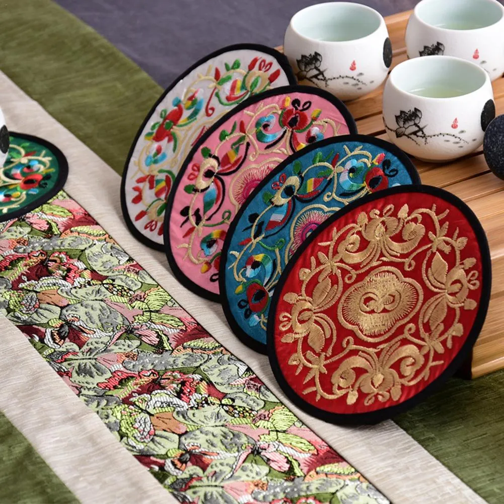 Funki Buys | Coasters | Chinese Floral Embroidered Mats 10 Pcs