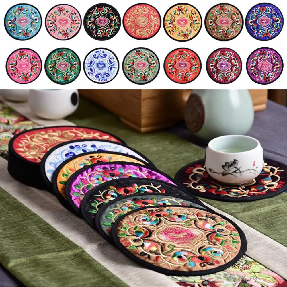 Funki Buys | Coasters | Chinese Floral Embroidered Mats 10 Pcs