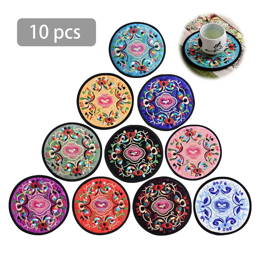 Funki Buys | Coasters | Chinese Floral Embroidered Mats 10 Pcs