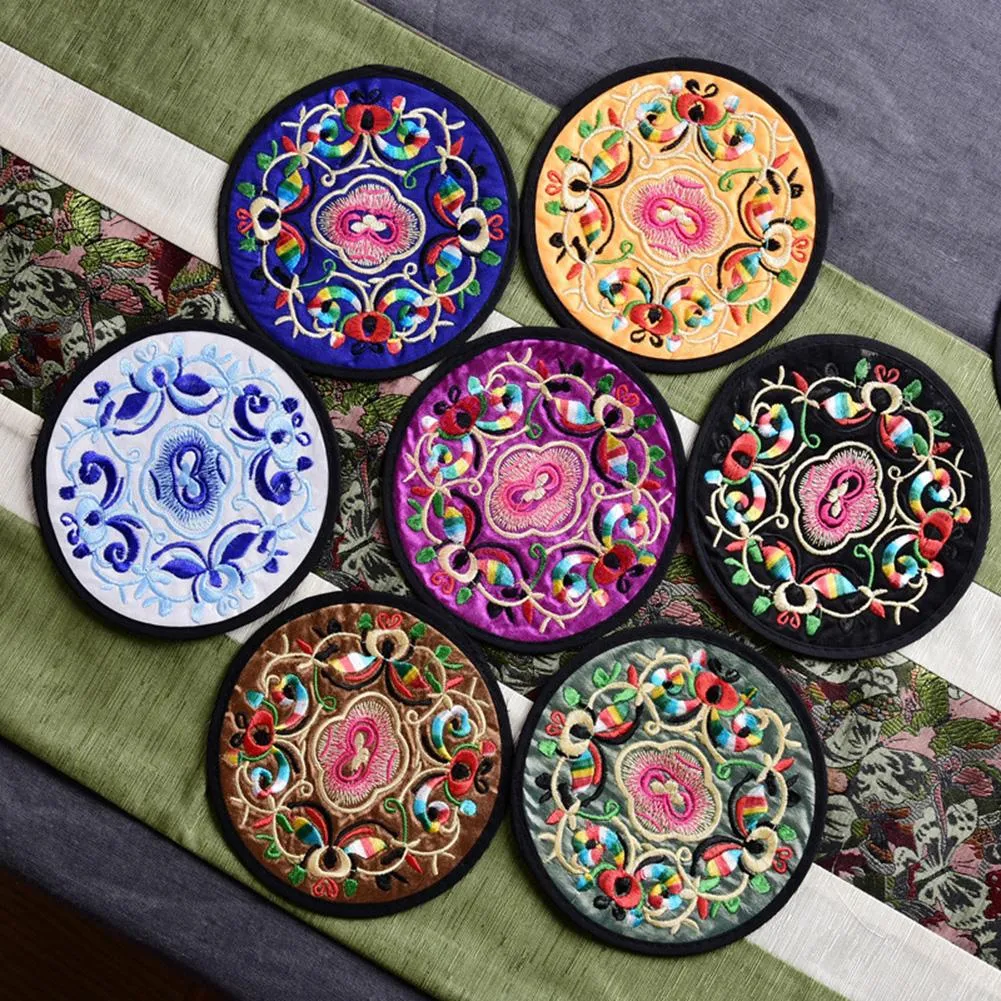 Funki Buys | Coasters | Chinese Floral Embroidered Mats 10 Pcs