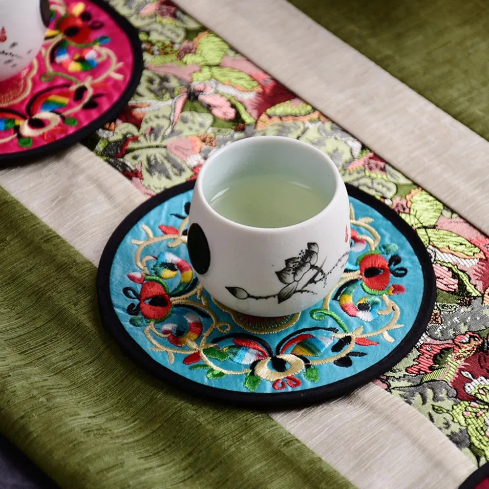 Funki Buys | Coasters | Chinese Floral Embroidered Mats 10 Pcs