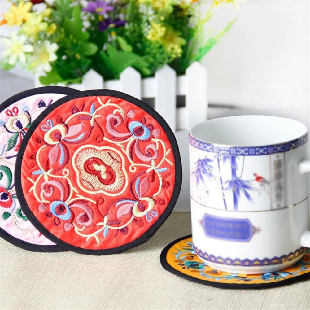 Funki Buys | Coasters | Chinese Floral Embroidered Mats 10 Pcs