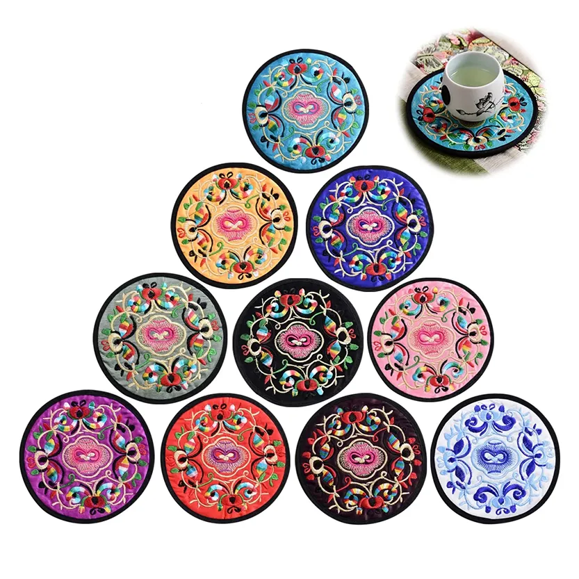 Funki Buys | Coasters | Chinese Floral Embroidered Mats 10 Pcs