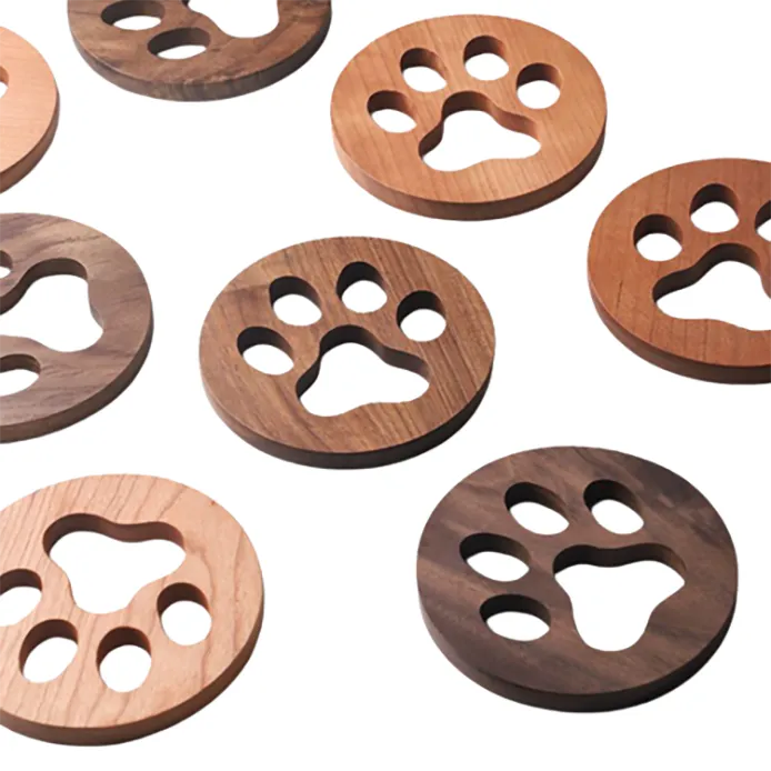 Funki Buys | Coasters | Cut Out Wood Cat Paw Coasters 2 Pcs