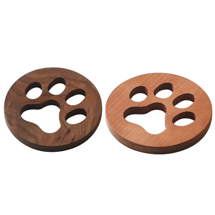 Funki Buys | Coasters | Cut Out Wood Cat Paw Coasters 2 Pcs