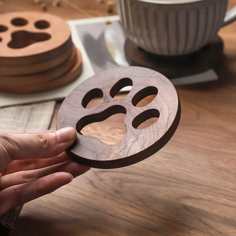 Funki Buys | Coasters | Cut Out Wood Cat Paw Coasters 2 Pcs