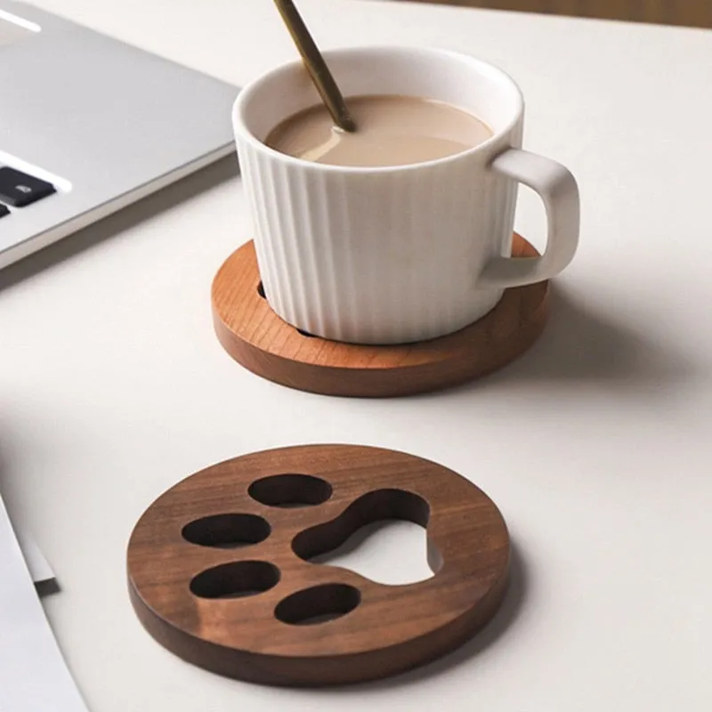 Funki Buys | Coasters | Cut Out Wood Cat Paw Coasters 2 Pcs