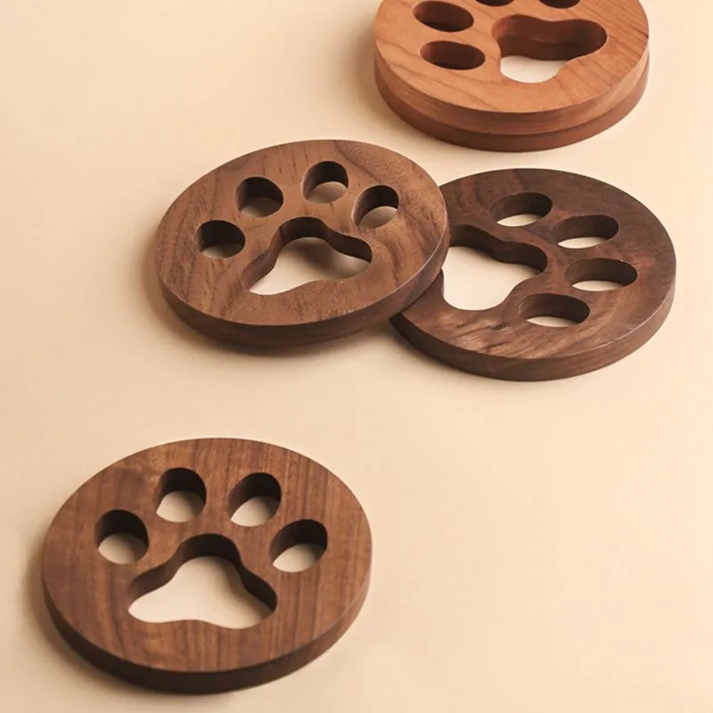 Funki Buys | Coasters | Cut Out Wood Cat Paw Coasters 2 Pcs