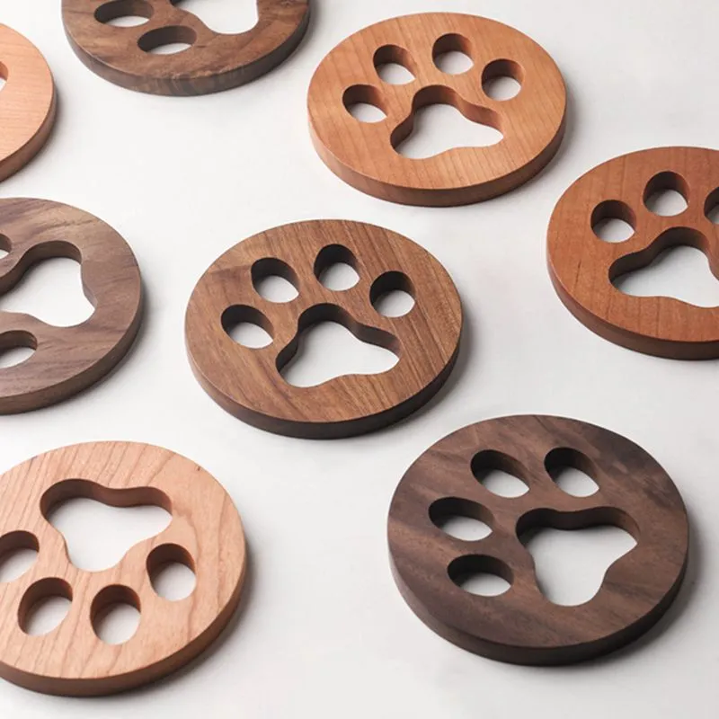 Funki Buys | Coasters | Cut Out Wood Cat Paw Coasters 2 Pcs