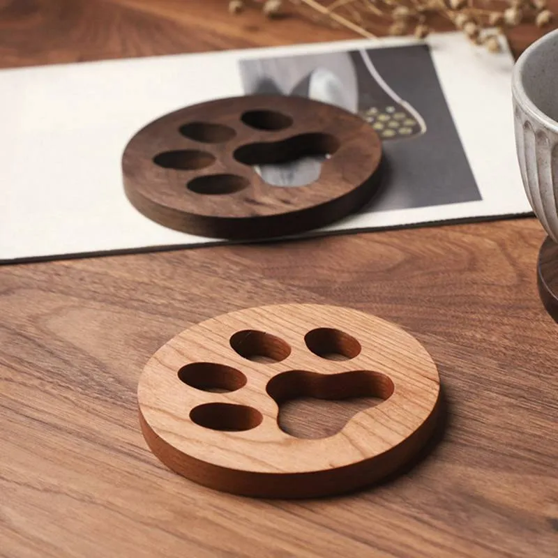 Funki Buys | Coasters | Cut Out Wood Cat Paw Coasters 2 Pcs