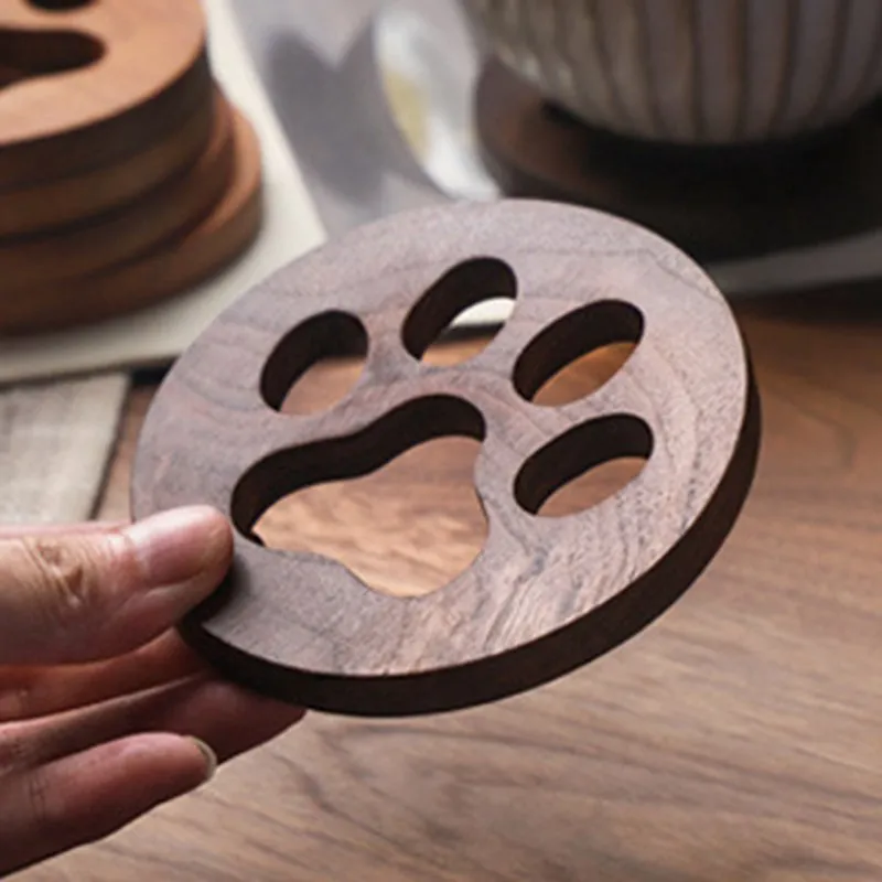 Funki Buys | Coasters | Cut Out Wood Cat Paw Coasters 2 Pcs
