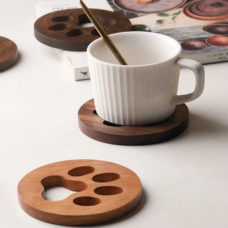 Funki Buys | Coasters | Cut Out Wood Paw Coaster Mats 6 Pcs