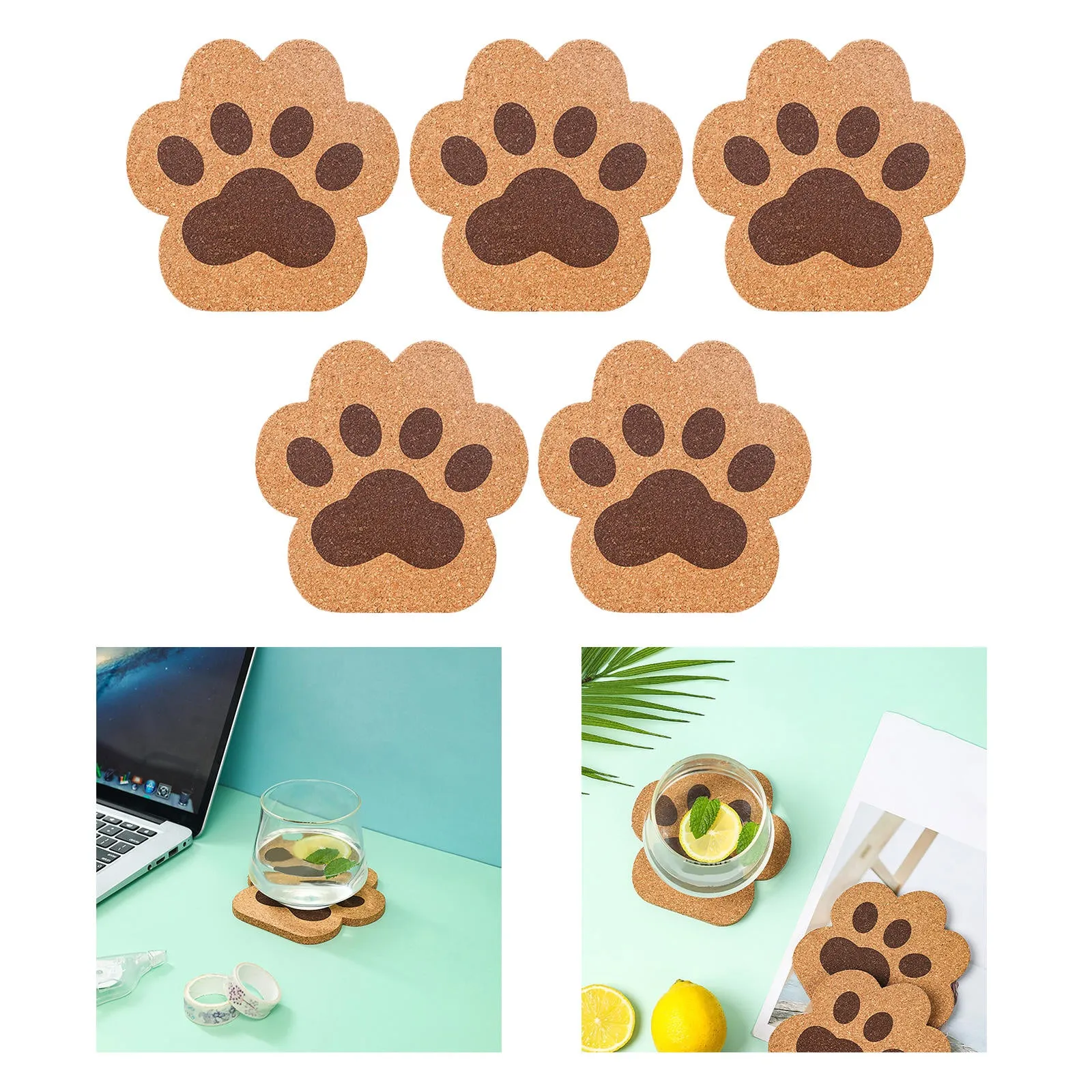 Funki Buys | Coasters | Cute Cat Paw Cork Coasters 5 Pcs