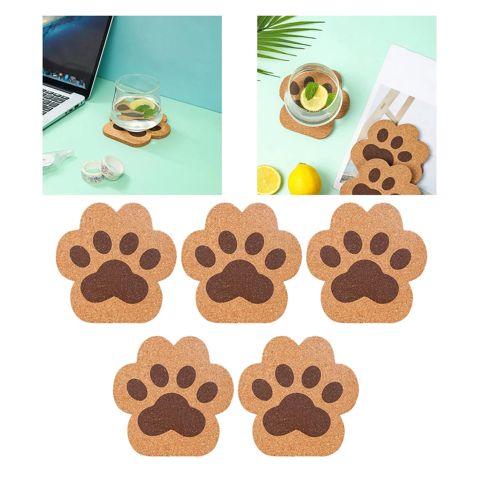 Funki Buys | Coasters | Cute Cat Paw Cork Coasters 5 Pcs