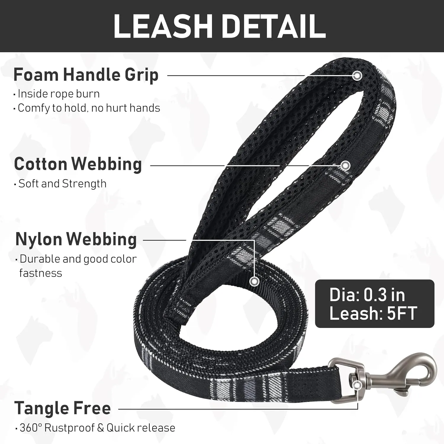 GAMUDA Dog Harness Collar and Leash Set, Horse Care Sheets, No Chock No Pull Adjustable Vest Harnesses Plaid Reflective for Medium Dog, Cat, Small Horse, Small Bull and Pig (Black, XL)