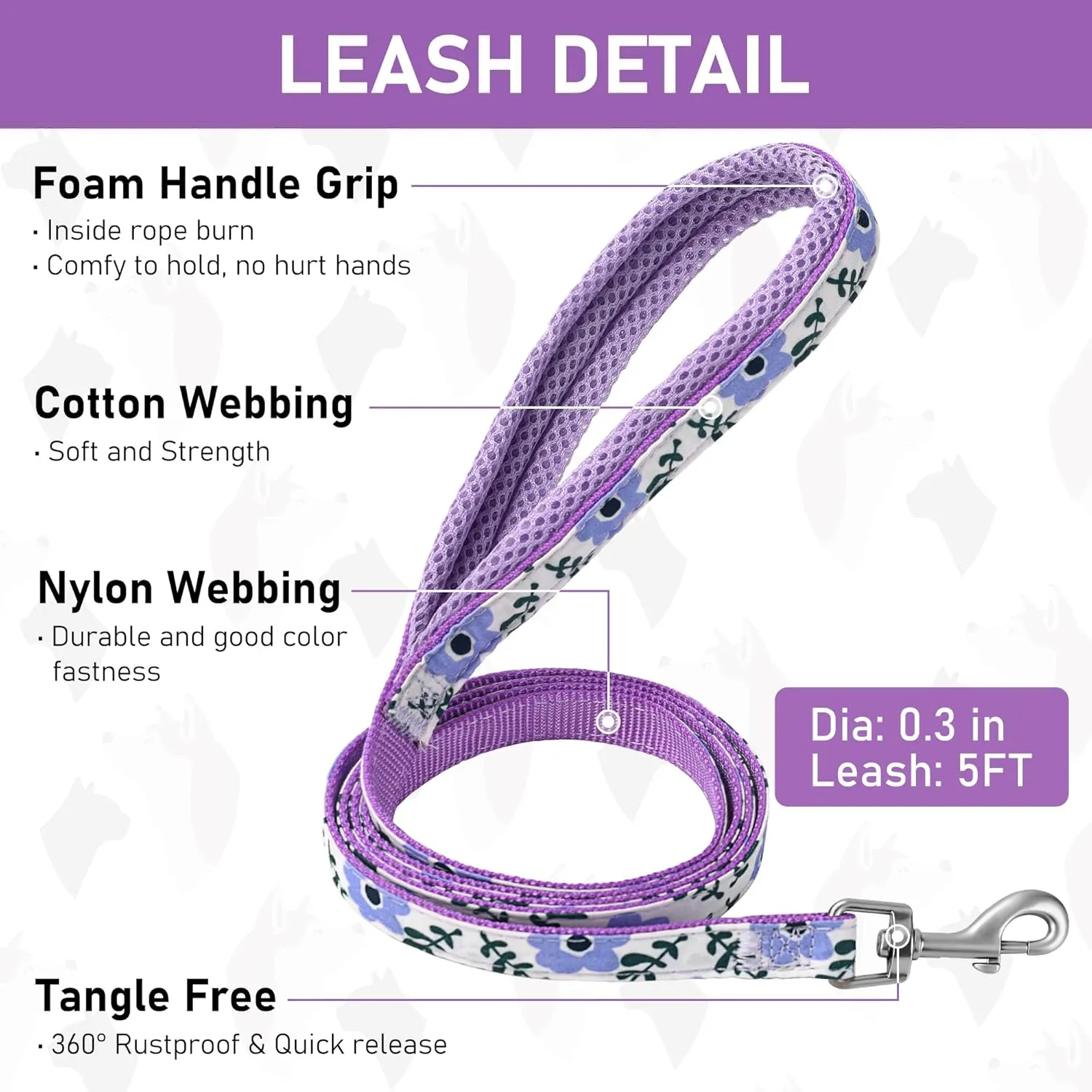 GAMUDA Small Dog Harness Collar and Leash Set, Step in No Chock No Pull Soft Mesh Adjustable Dog Vest Harnesses Plaid Reflective for Dogs Puppy Cats Kitten Rabbit (Purple Flower, XS)