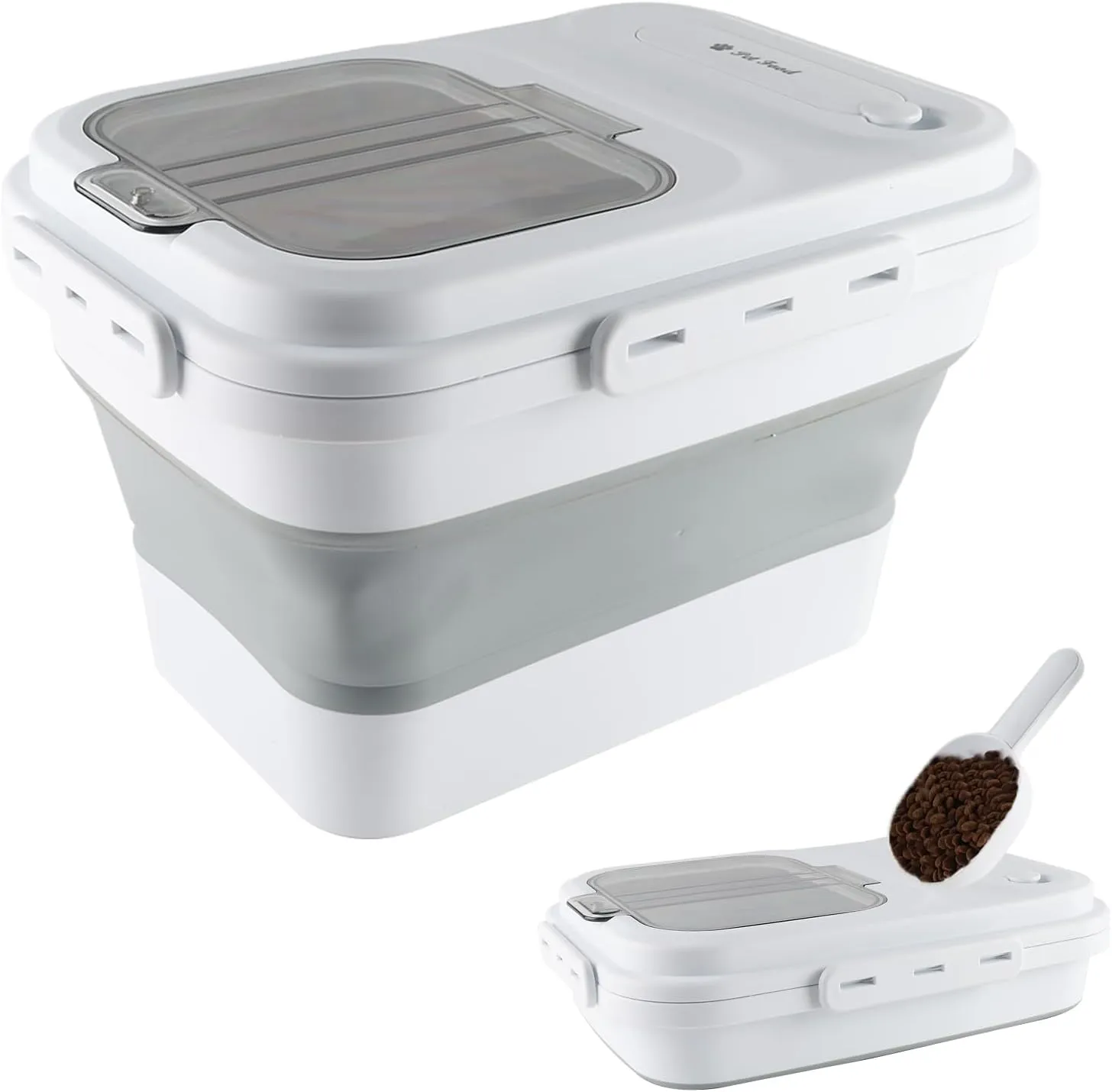 Geyecete 25-30 Lbs Large dog food storage container dog food storage with Lids Handle Scoop Foldable cat food container pet food storage containers