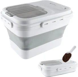 Geyecete 25-30 Lbs Large dog food storage container dog food storage with Lids Handle Scoop Foldable cat food container pet food storage containers