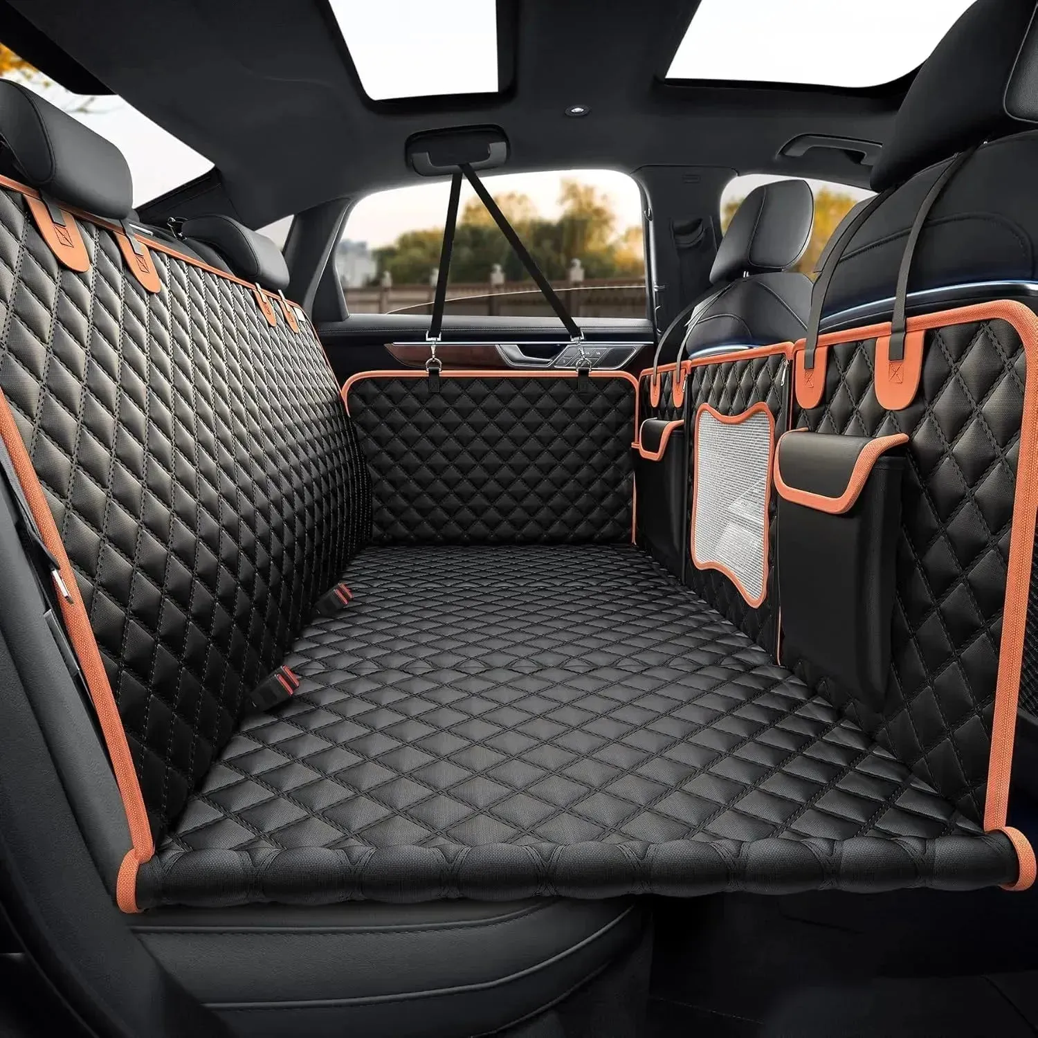 Heavy-Duty Dog Car Seat Cover – 7-Layer Waterproof, 350lbs Support, Hard Bottom