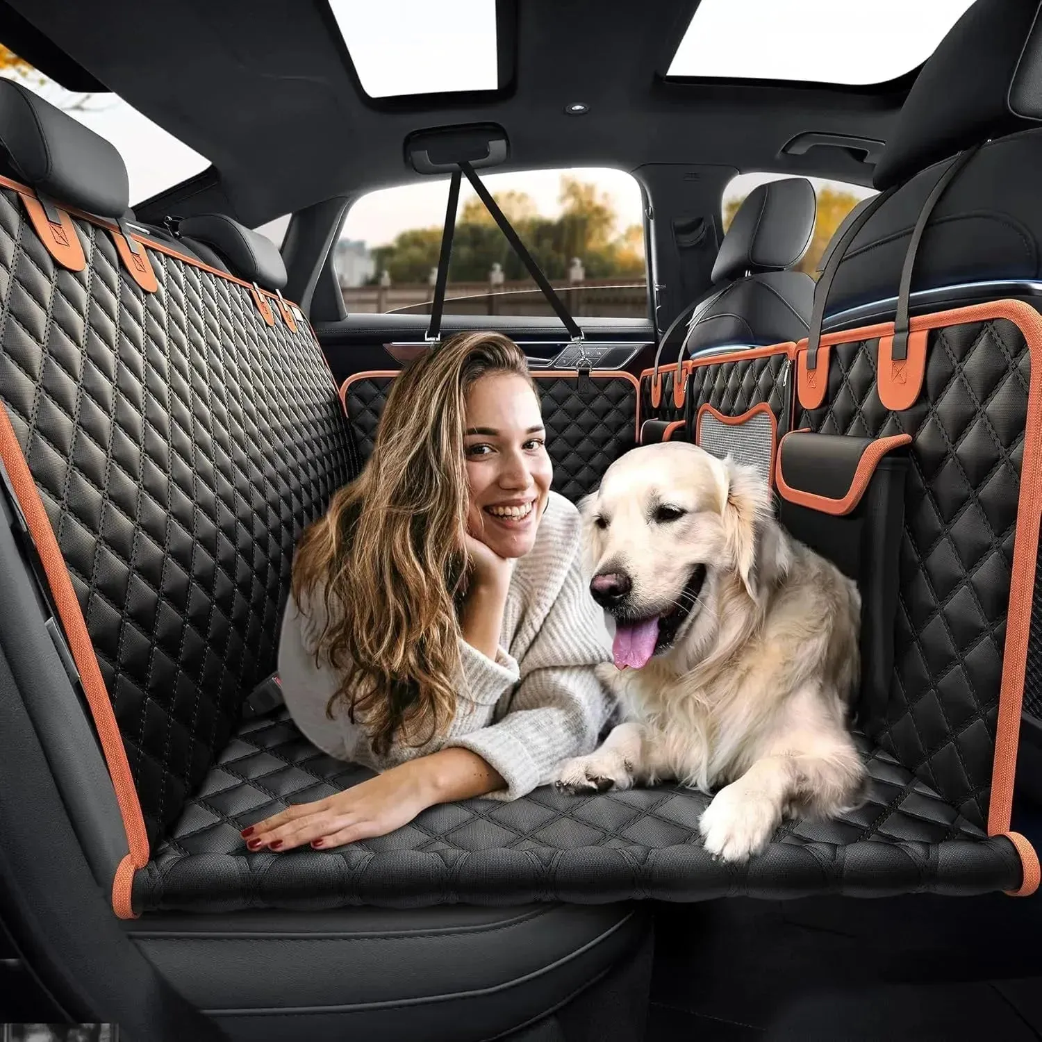 Heavy-Duty Dog Car Seat Cover – 7-Layer Waterproof, 350lbs Support, Hard Bottom
