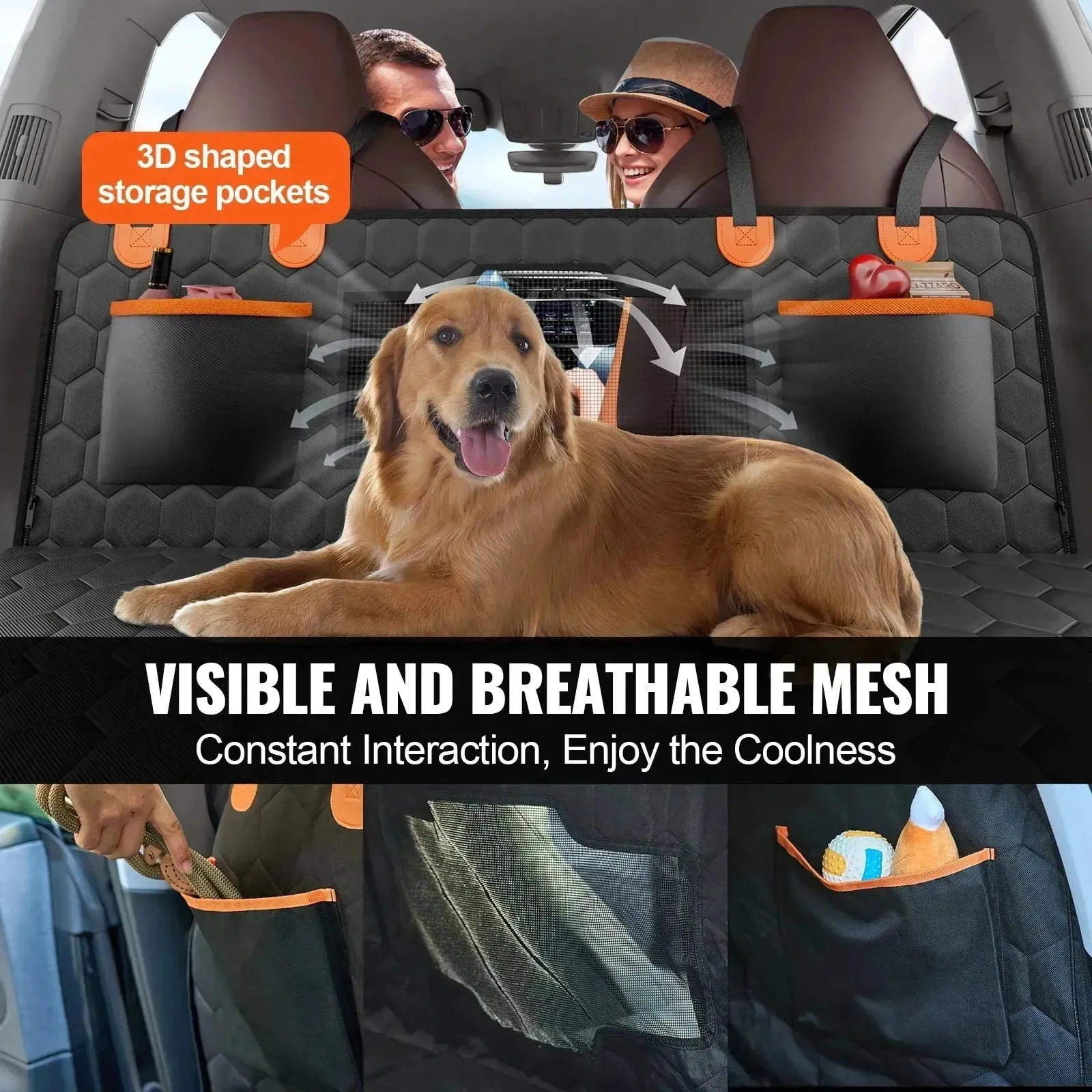Heavy-Duty Dog Car Seat Cover – 7-Layer Waterproof, 350lbs Support, Hard Bottom