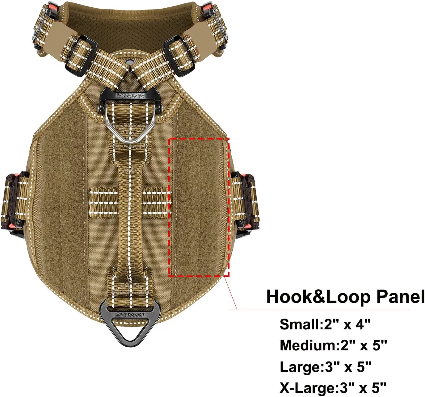 ICEFANG GN8 Tactical Dog Harness with 4X Metal Buckles for Medium Sized Dogs,Reflective in Training Walking K9 Vest,No-Pull Front Leash Clip,Adjustable Pet Harness (Brown, Medium (Pack of 1))