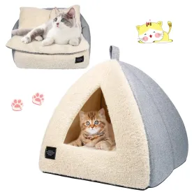 Indoor Cat Tent and Bed with Removable Washable Cushioned Pillow