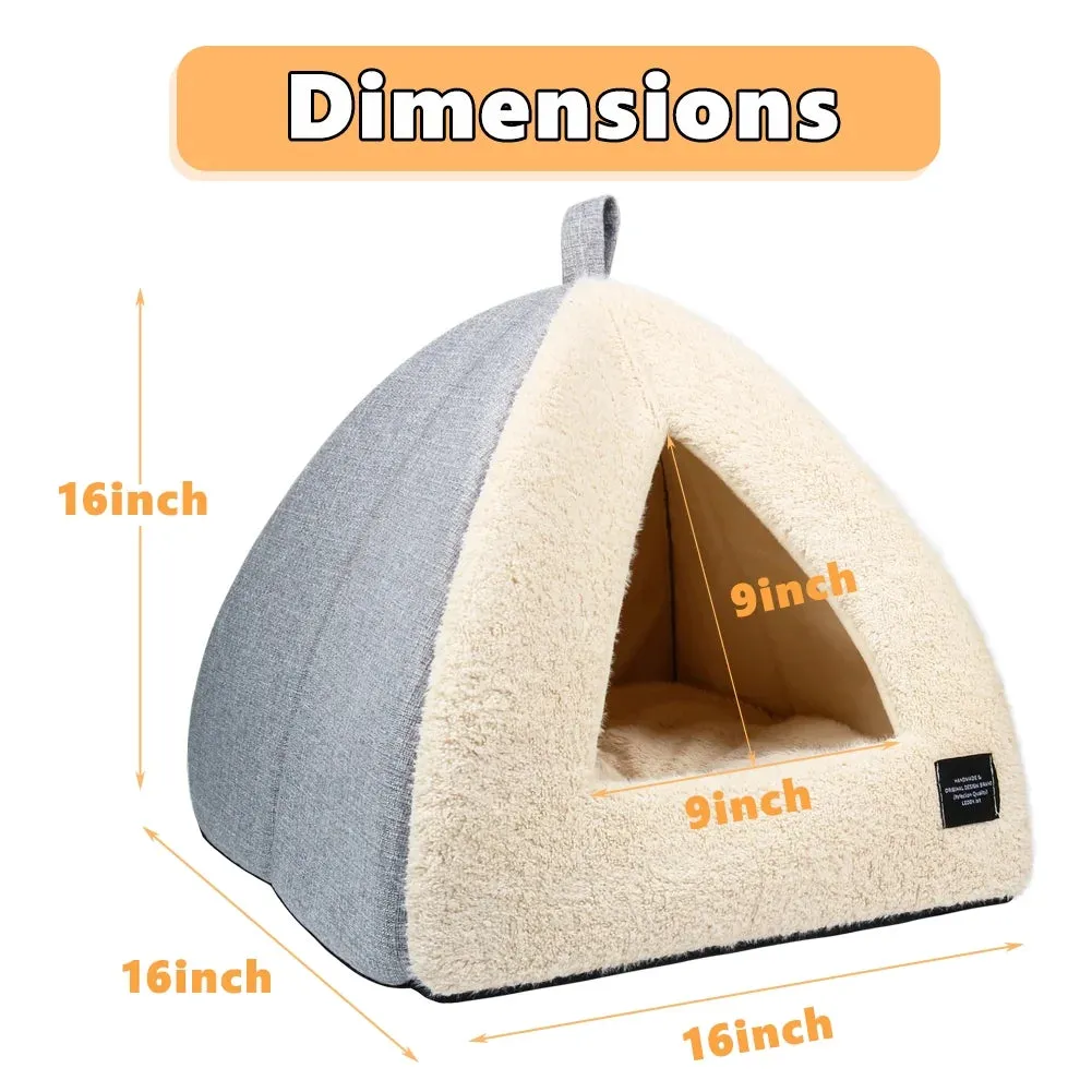 Indoor Cat Tent and Bed with Removable Washable Cushioned Pillow