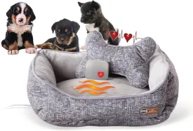 K&H Pet Products Mother's Heated Dog Bed   Anxiety Relief Toy - Gray, 16 X 20 Inches, Extra-Large for Dogs
