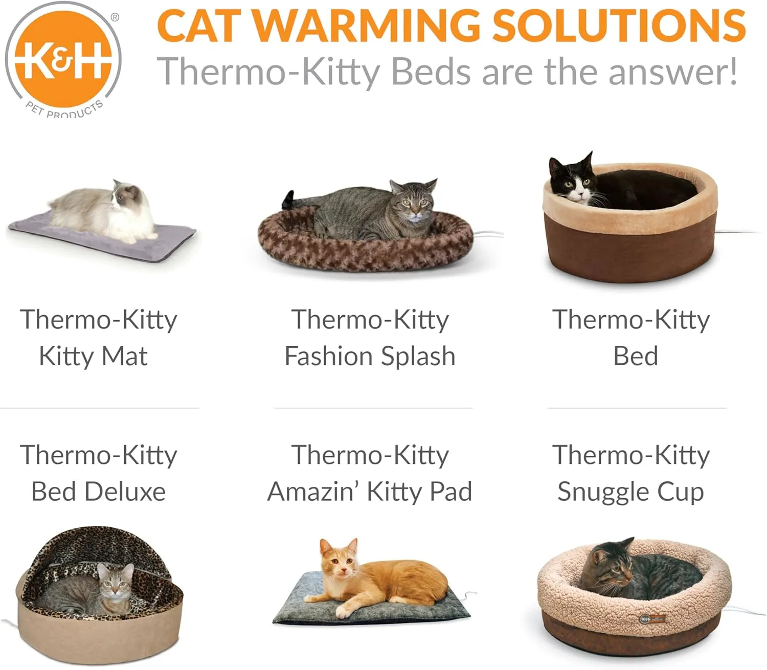K&H Pet Products Thermo-Kitty Bed Heated Cat Beds for Large Indoor Cats & Dogs, Calming Warming Pillow Pet Bed, Machine Washable, Removable Heater, Safety Listed - Large 20" Round Mocha/Tan
