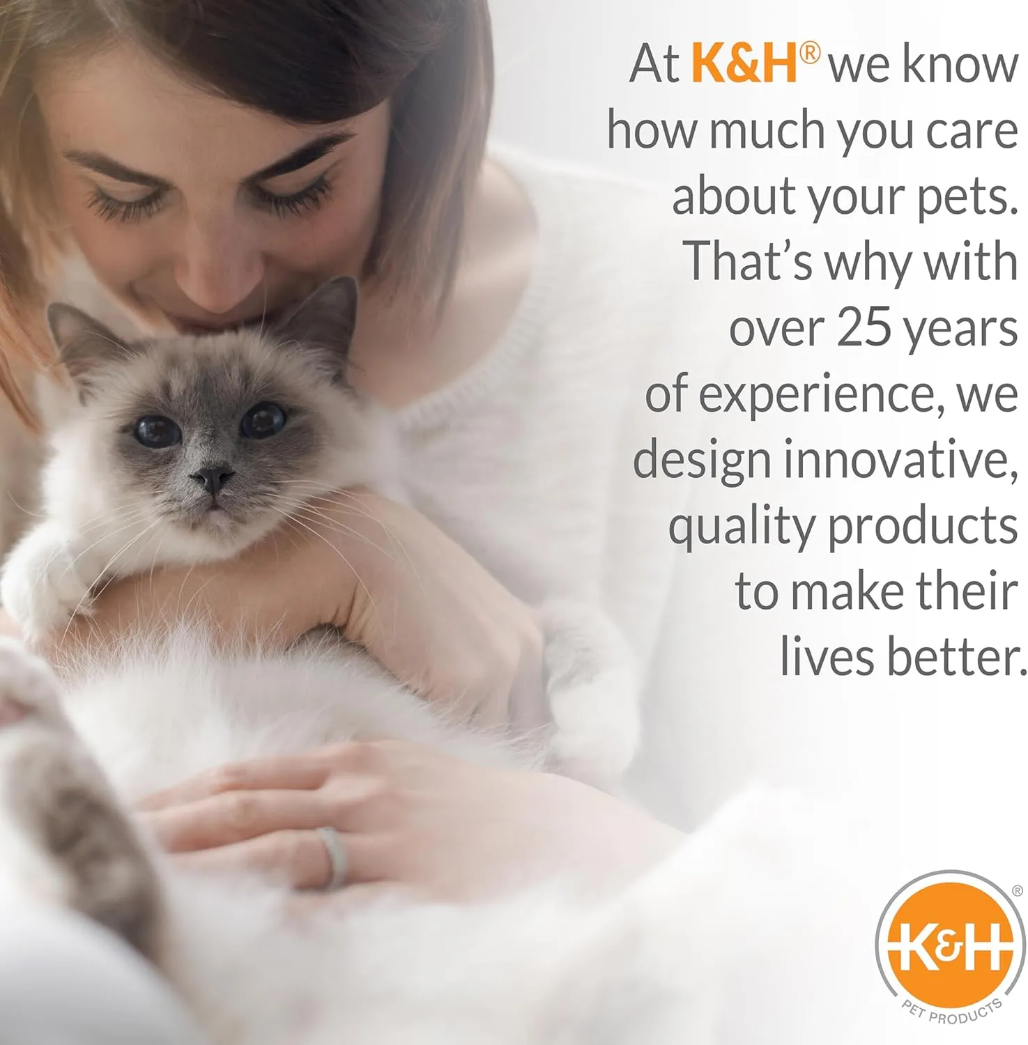 K&H Pet Products Thermo-Kitty Bed Heated Cat Beds for Large Indoor Cats & Dogs, Calming Warming Pillow Pet Bed, Machine Washable, Removable Heater, Safety Listed - Large 20" Round Mocha/Tan
