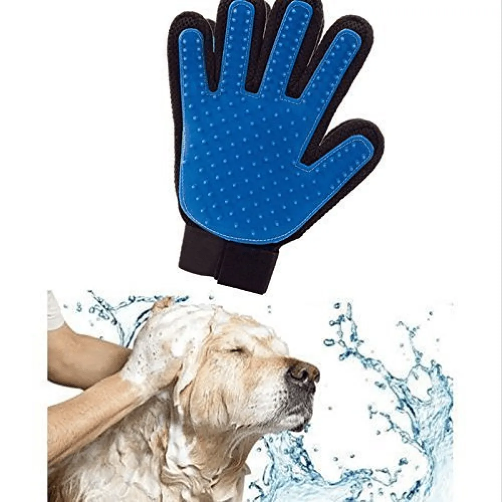 Kiki N Pooch True Touch Grooming Gloves for Dogs and Cats (Blue)