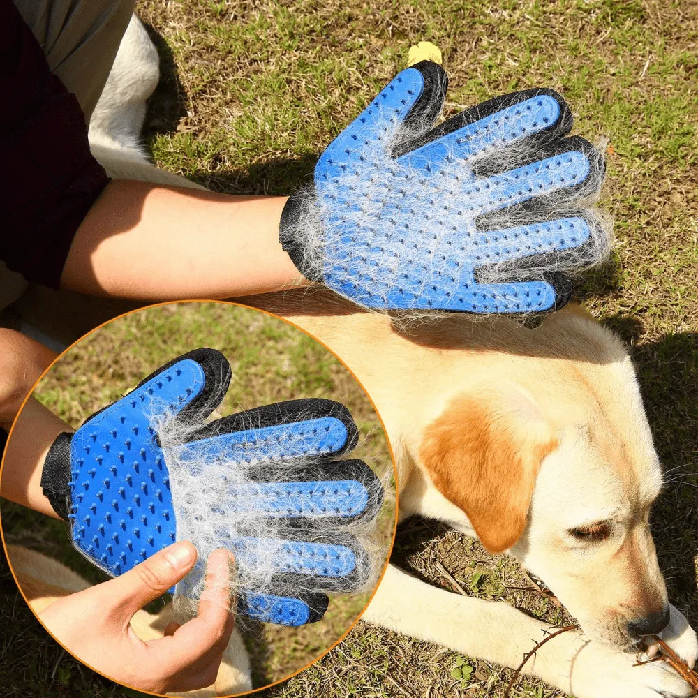 Kiki N Pooch True Touch Grooming Gloves for Dogs and Cats (Blue)