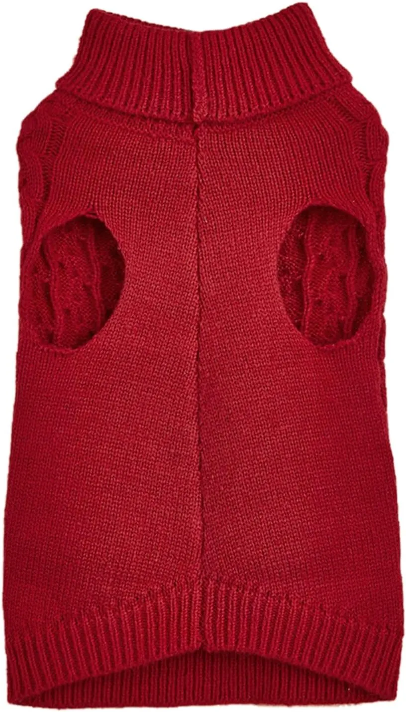 Knitted Small Dog Sweater with Bowtie Turtleneck Puppy Knitwear Pullover Outfits Warm Pet Winter Clothes for Small Dogs Cats (XX-Small, Wine red)