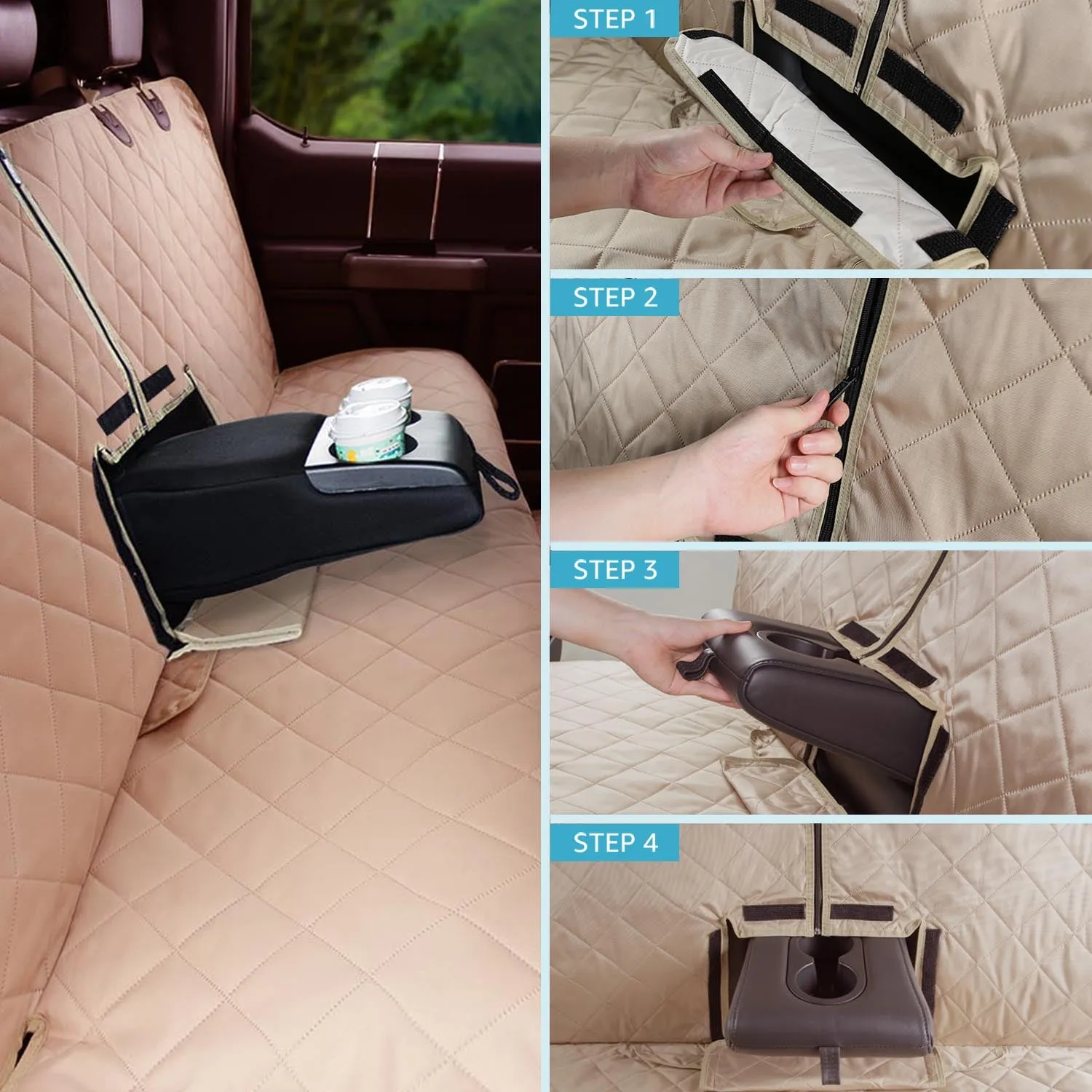 Lassie 4 in 1 Floor Dog Hammock for Crew Cab,100% Waterproof Backseat Cover Dog Seat Covers, Bench Protector for Ford F150, Chevy Silverado,GMC Sierra,Toyota Tundra,Ram 1500 Truck etc
