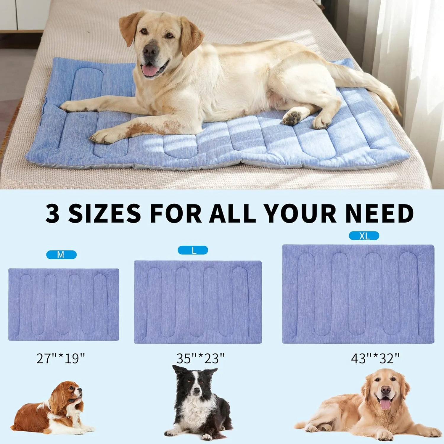 MARUNDA Dog Cooling Mat, 27" x 20" Thicken Waterproof Cooling Mat for Extra Large Dog, Q-MAX>0.5 Ice Cool Fabric-Cool on ContactEasy Washable Pet Pad in Summer