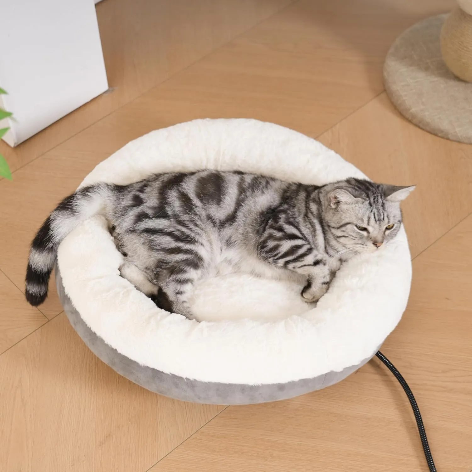 MARUNDA Heated Bed for Pets - Electric Heating Pad for Cats & Small Dogs, Washable, Automatic (20" Round)