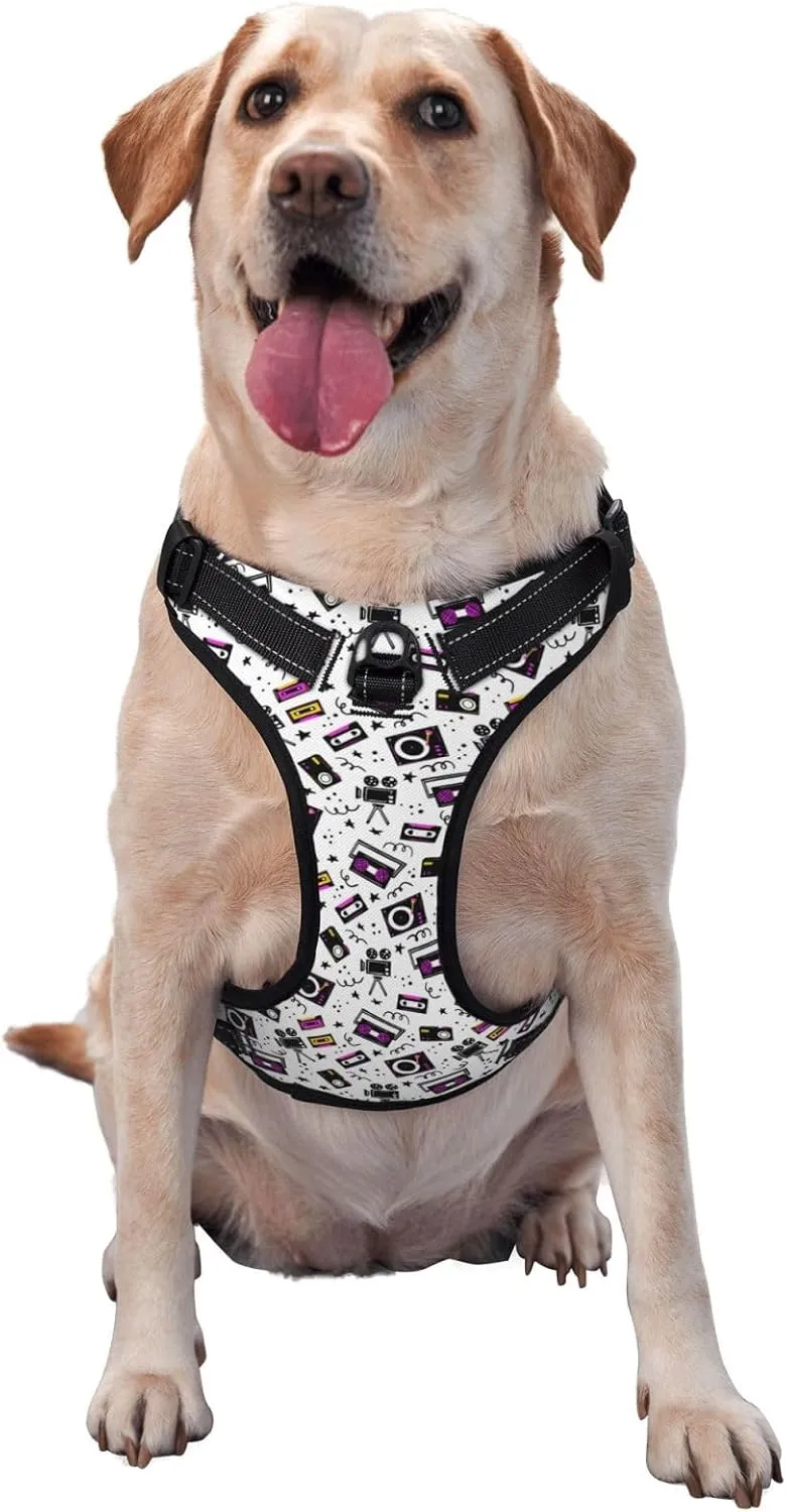 Music Player Tactical Dog Harness for Small Medium Large Dogs No Pull Adjustable Pet Harness Reflective Working Training Pet Vest Military Service Dog Harnesses-X-Large