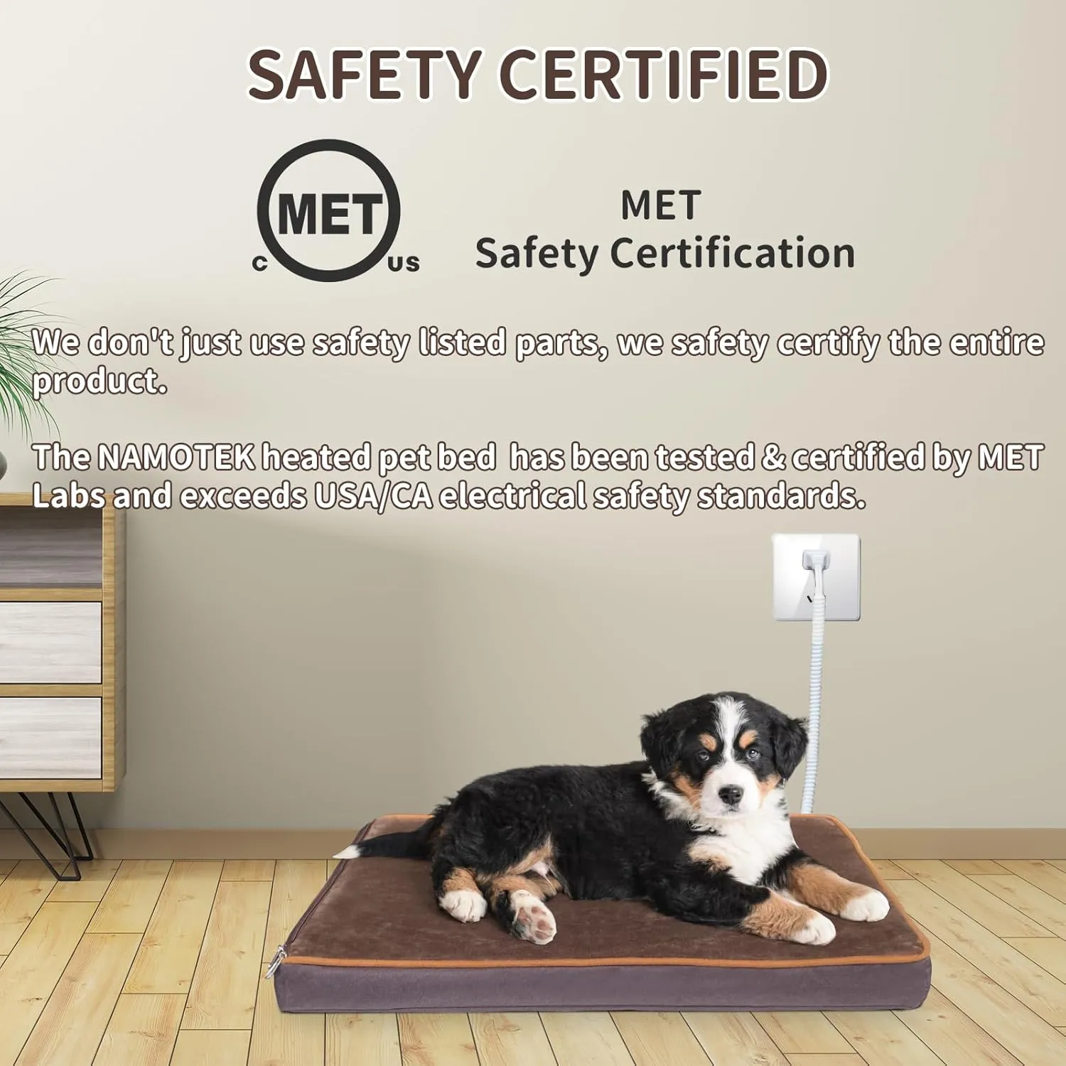 NAMOTEK Outdoor Heated Pet Bed for Cats Dog in Winter with Orthopedic Foam Base Auto Constant Temperature Electric Heating Pad & Waterproof Liner for Dog House Cabin Cot Doorway(23"L x 19"W x 1.7"Th)
