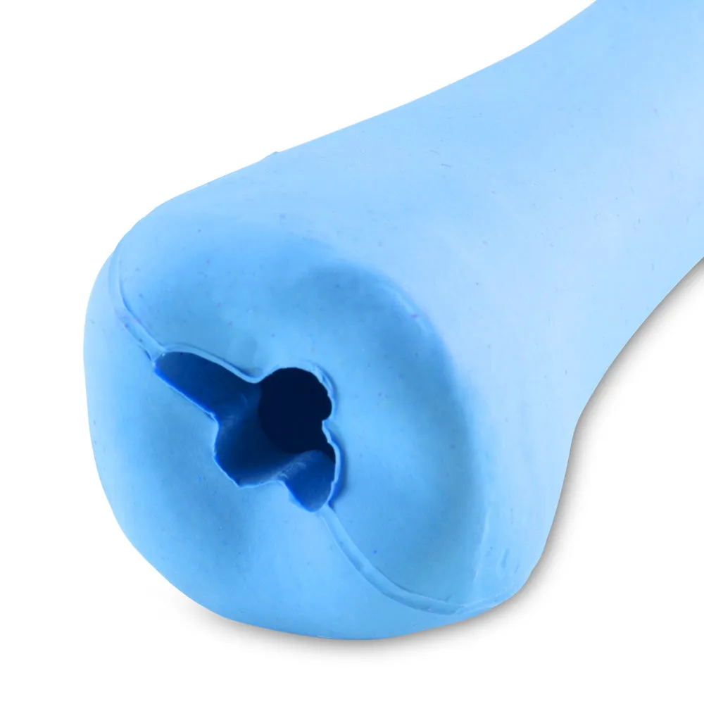 Natural Rubber Bone Dog Toy, Blue