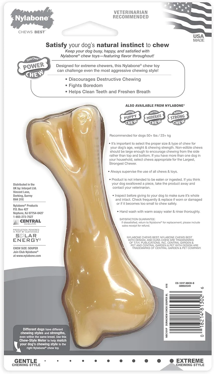 Nylabone Power Chew Femur Bone BIG Dog Chew Toy Chicken XX-Large/Monster - 50   lbs. (1 Count)
