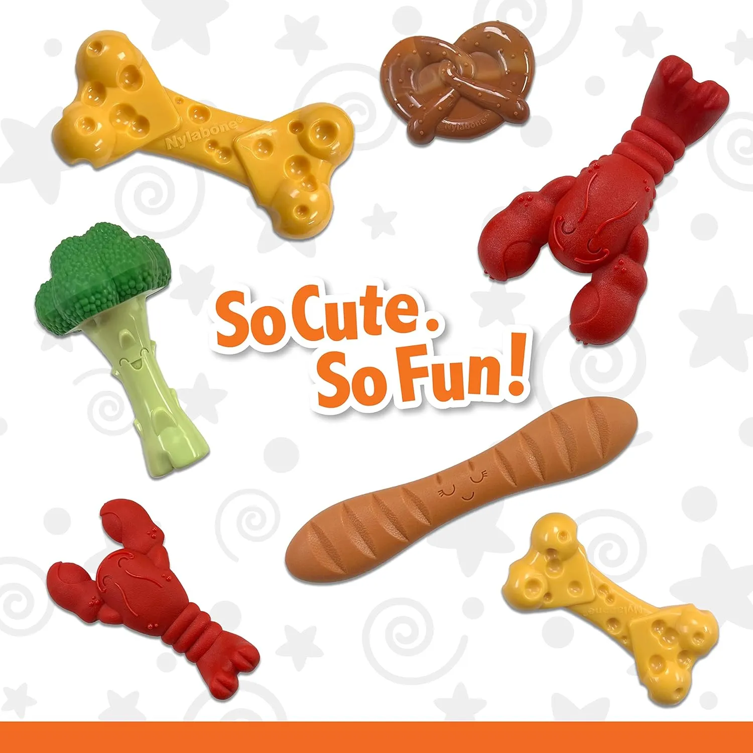 Nylabone Power Chew Toy Bundle, Cute Dog Toys for Aggressive Chewers, Filet Mignon, Cheese, and Bacon Flavors, Large Dogs - Up to 50 lbs, 3 Pack