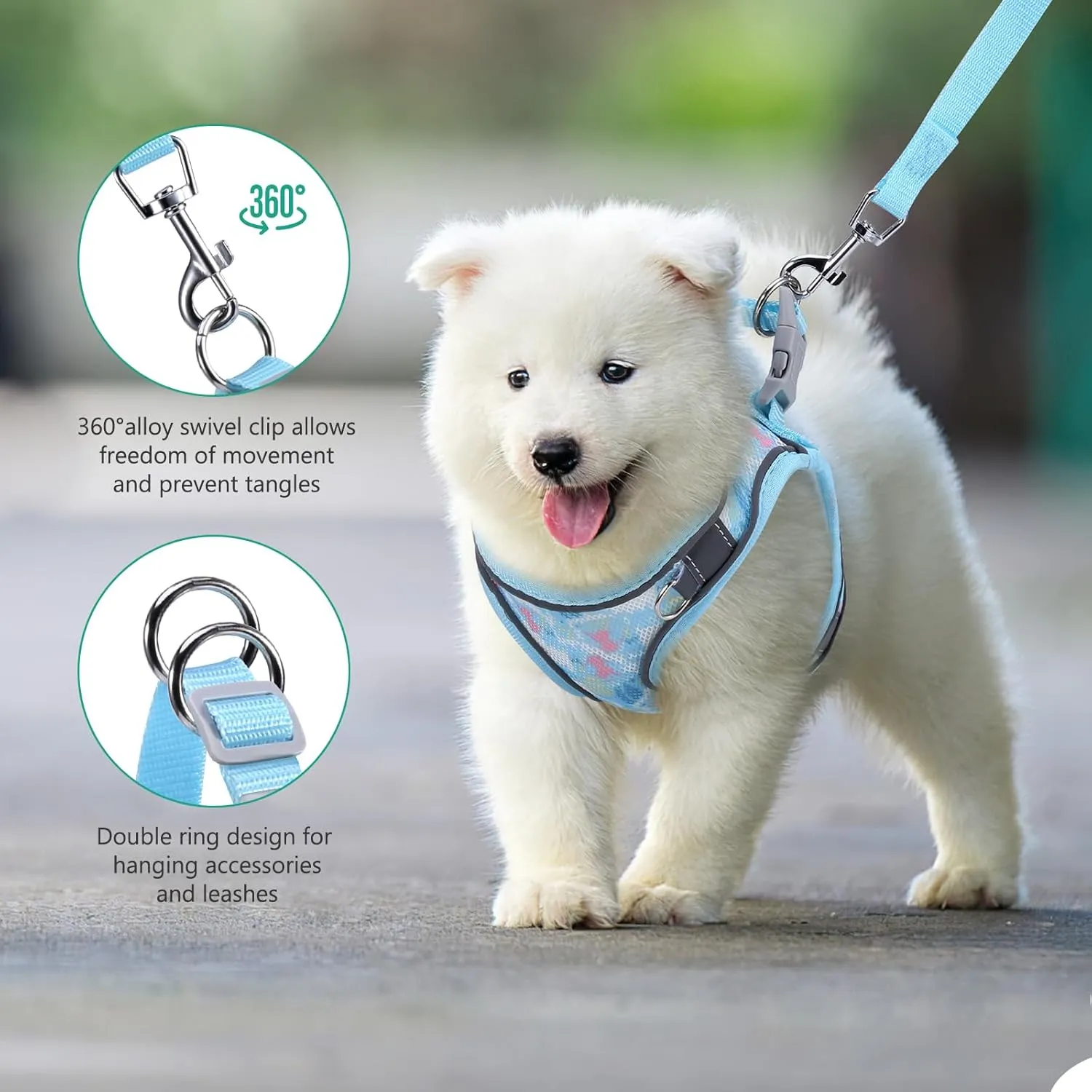 ORIA Cat Harness and Leash Set, Adjustable Cat Vest Harness, Escape Proof Kitten Harness with Reflective Strip, Easy Control Breathable Kitten Vest for Small Medium Cats, Blue, XXS