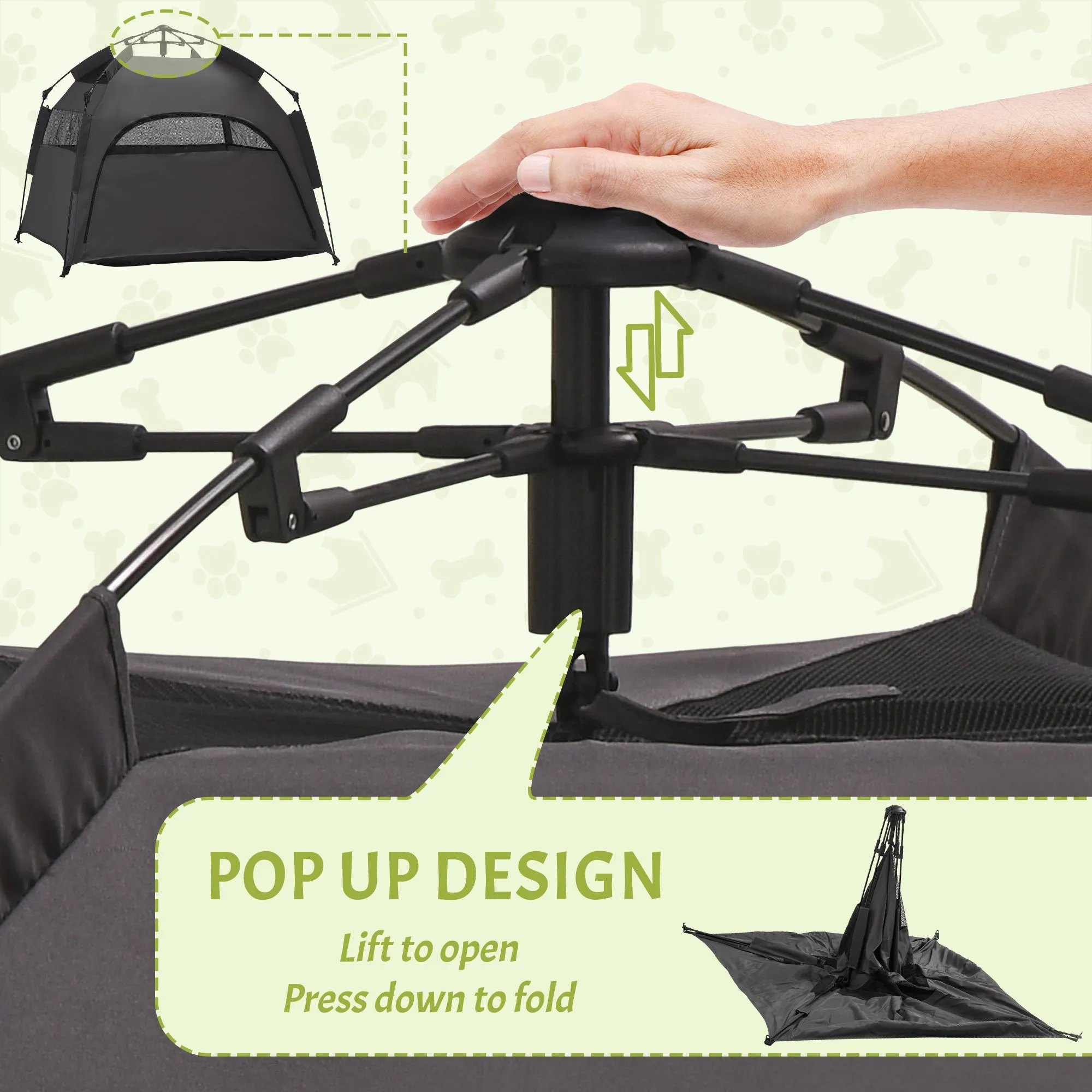 PawHut Foldable Dog Cat Tent with Waterproof Oxford Cloth, Carry Bag