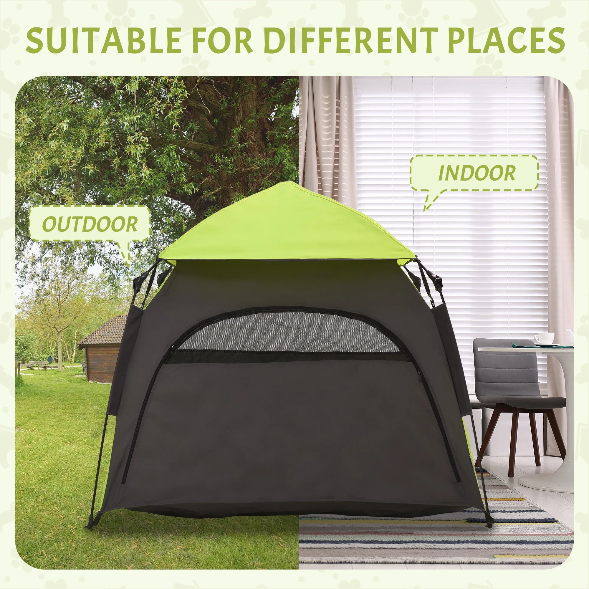 PawHut Foldable Dog Cat Tent with Waterproof Oxford Cloth, Carry Bag