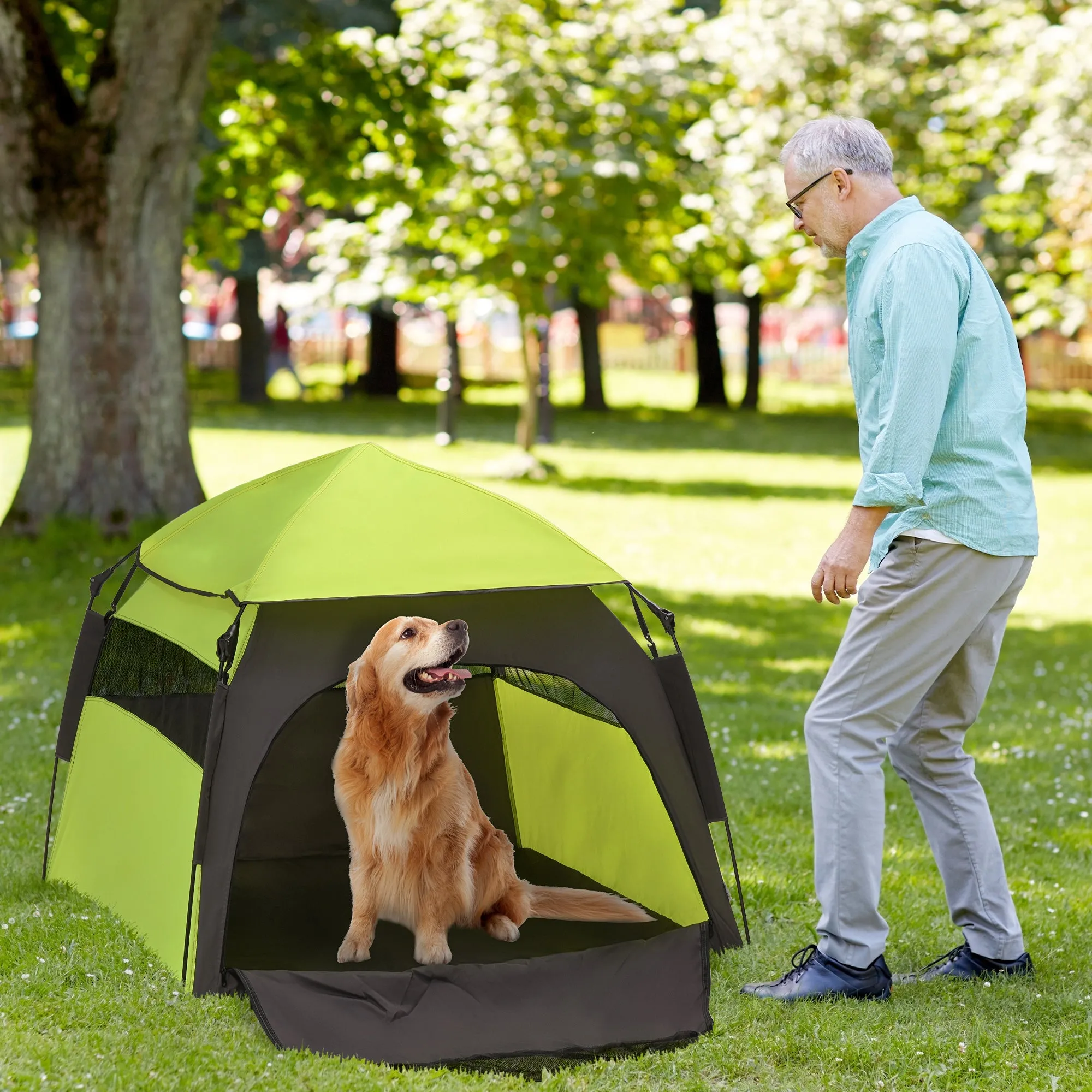 PawHut Foldable Dog Cat Tent with Waterproof Oxford Cloth, Carry Bag