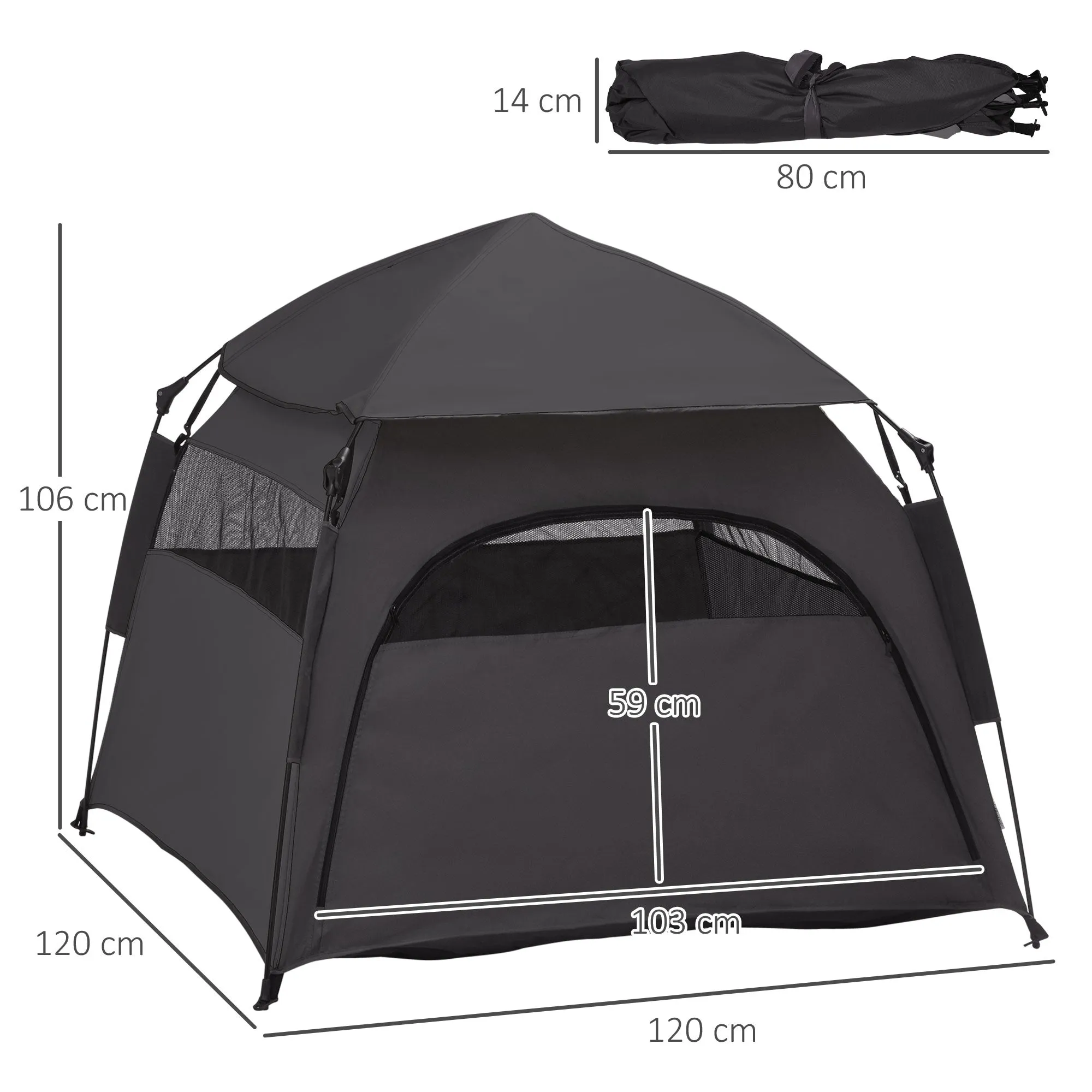 PawHut Foldable Dog Cat Tent with Waterproof Oxford Cloth, Carry Bag